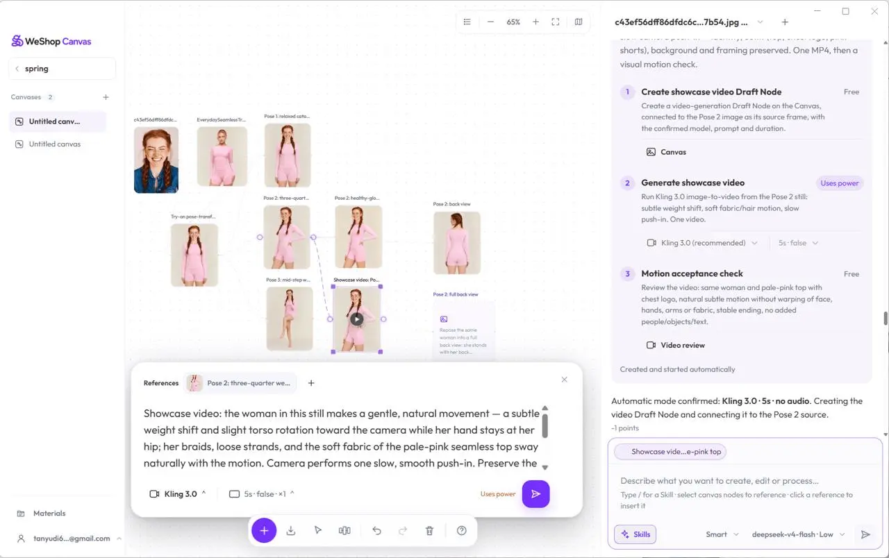 Video plan, Draft creation activity, and conversation input