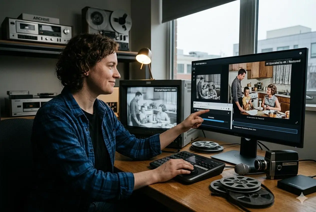 KI-Video-Auflösungs-Verbesserer von WeShop AI