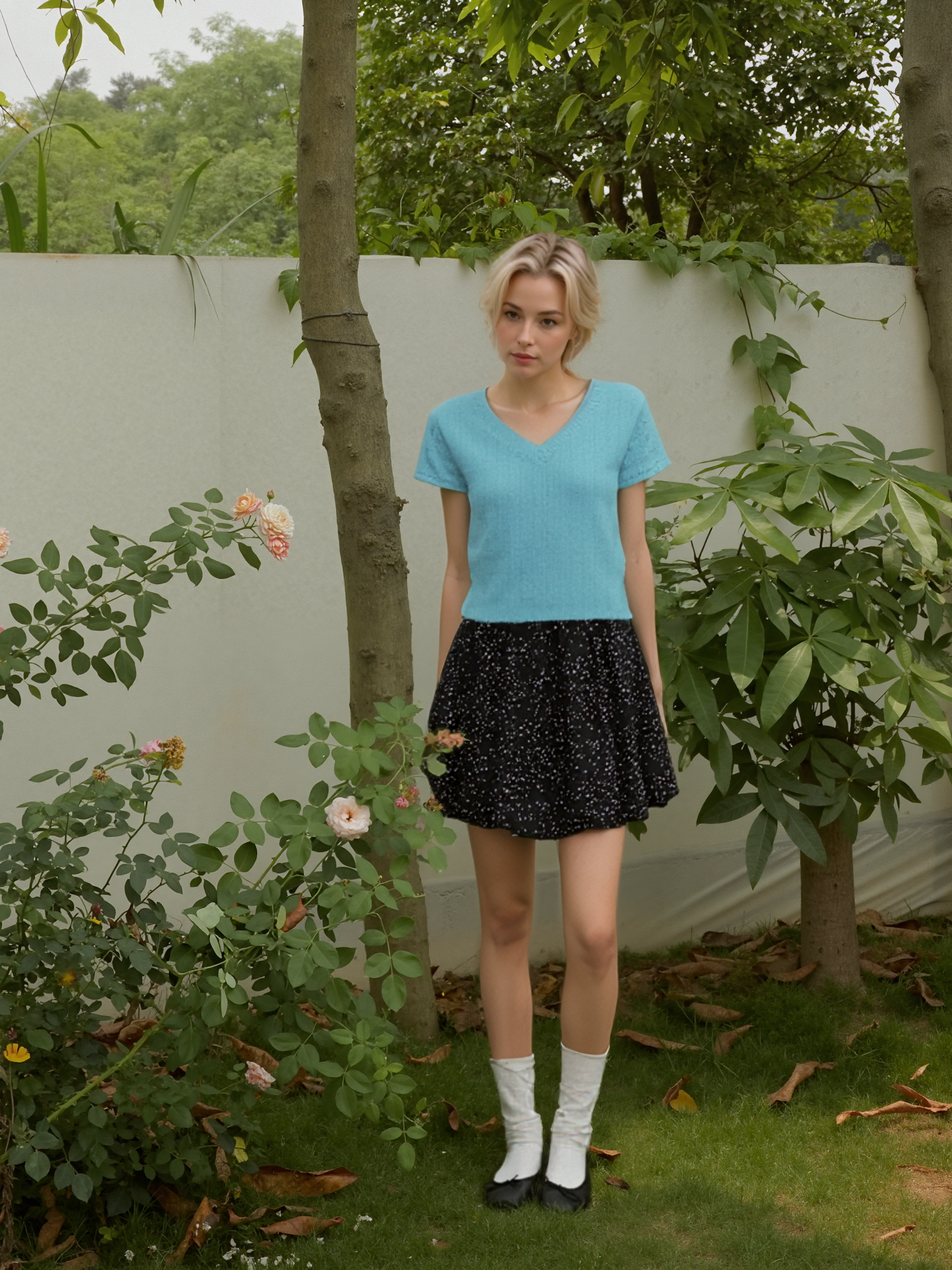 Location - Garden with flowering plants.