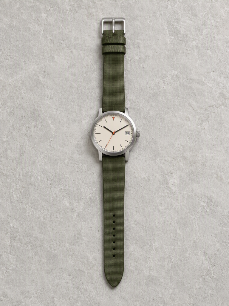 GPT Image 2 olive nylon watch strap edit