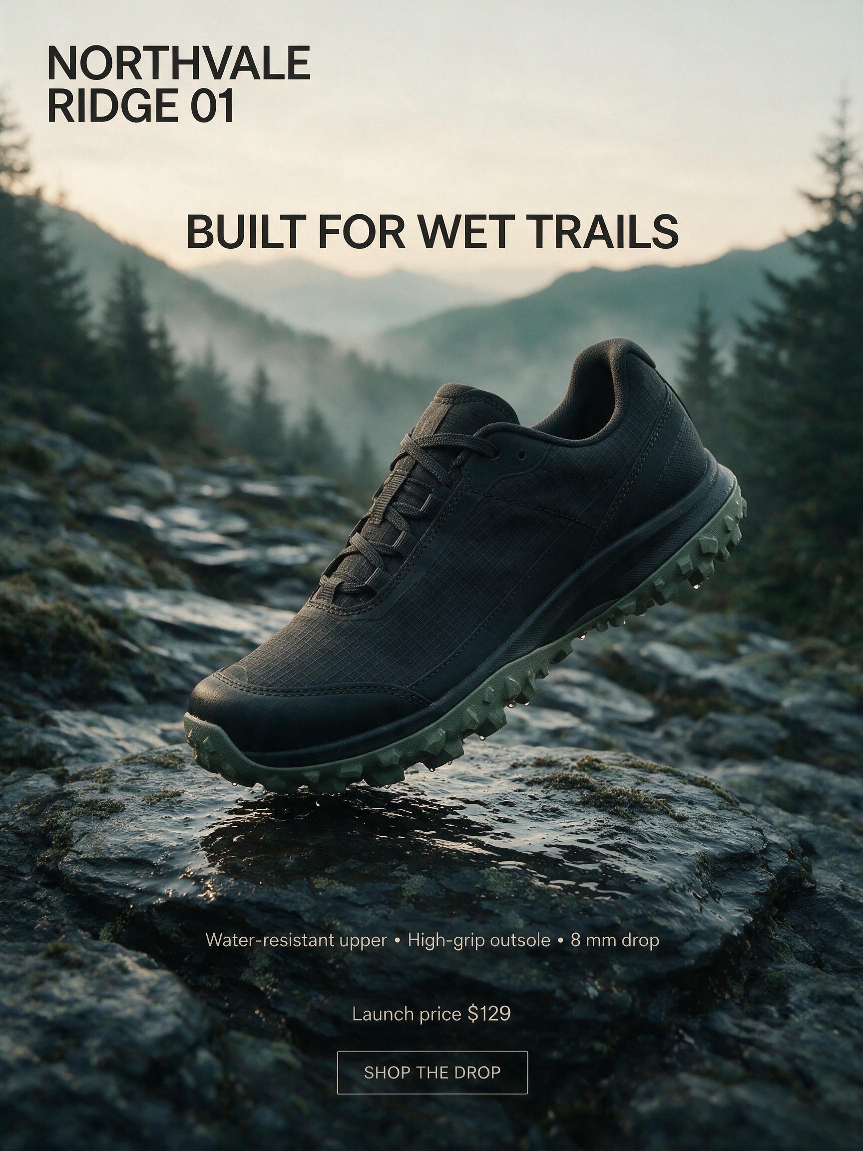 Seedream 5.0 Pro outdoor shoe launch poster
