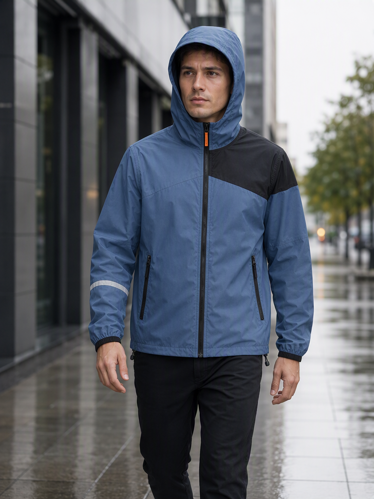 GPT Image 2 blue rain jacket lifestyle image