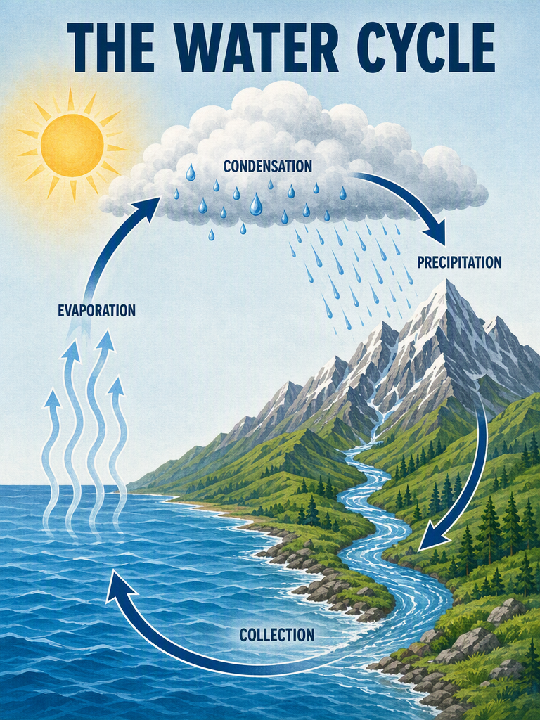 GPT Image 2 water cycle infographic