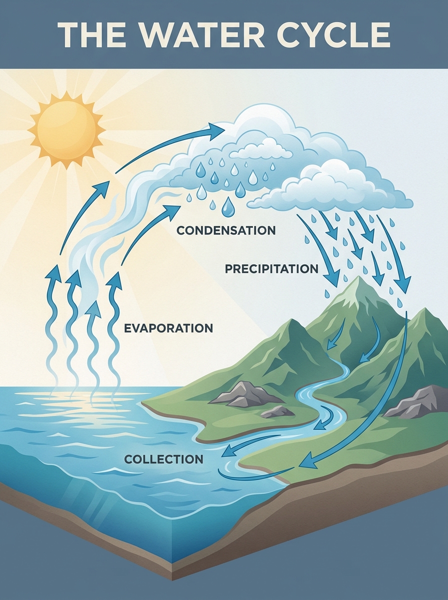Nano Banana Pro water cycle infographic