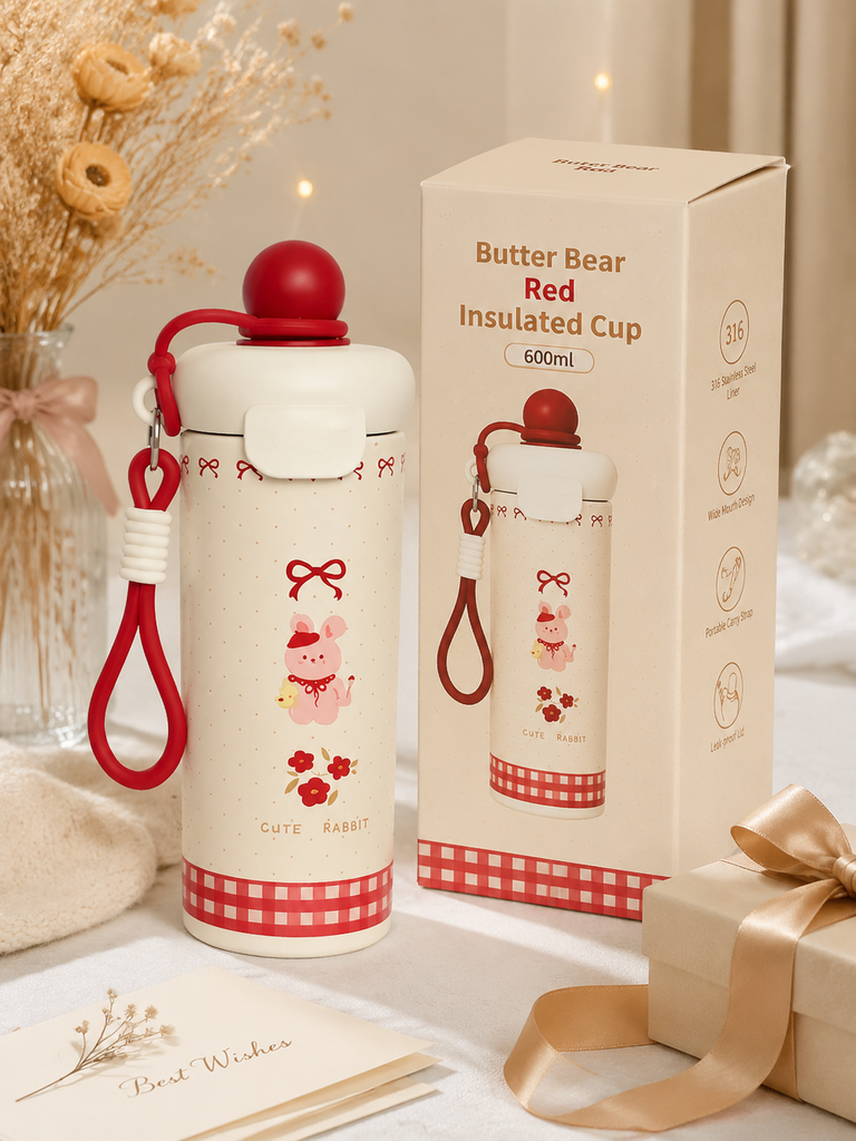 AI-generated rabbit-pattern cup with a concept gift box in a styled gift scene