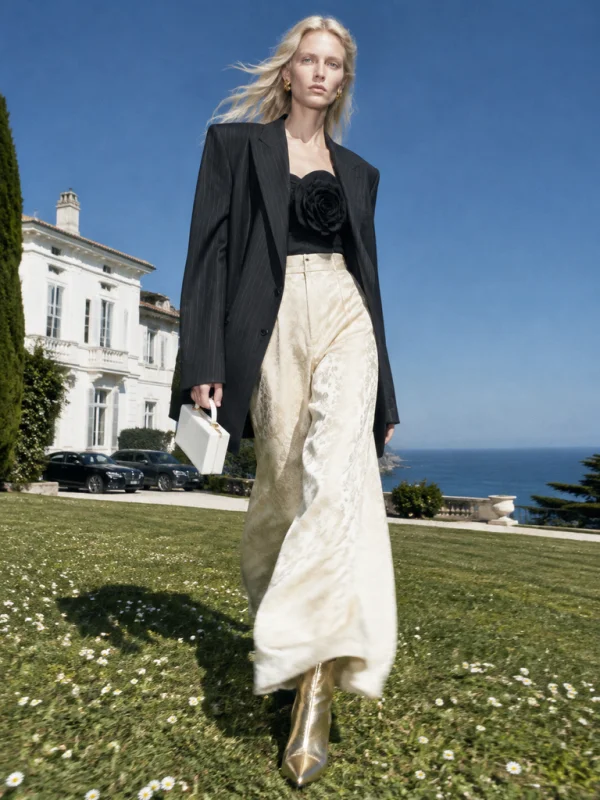 AI-generated lawn walk fashion editorial