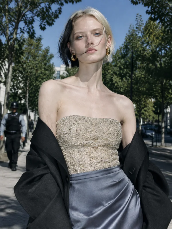 AI-generated street contrast fashion editorial