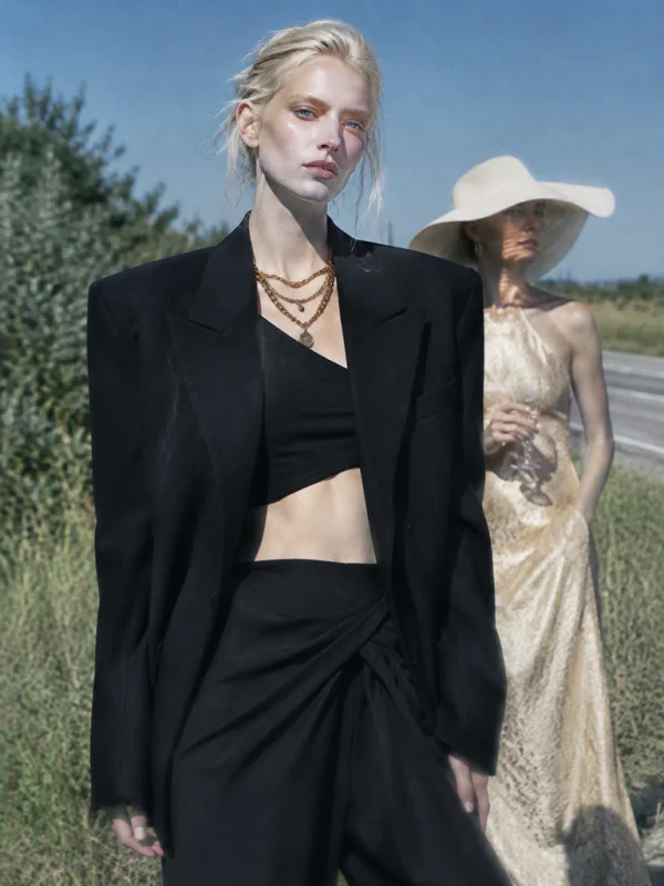 AI-generated roadside guests fashion editorial