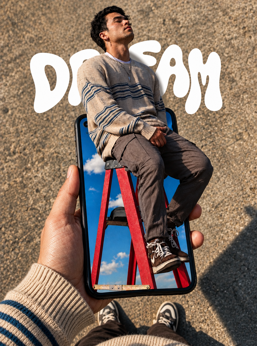 Man on a Red Ladder