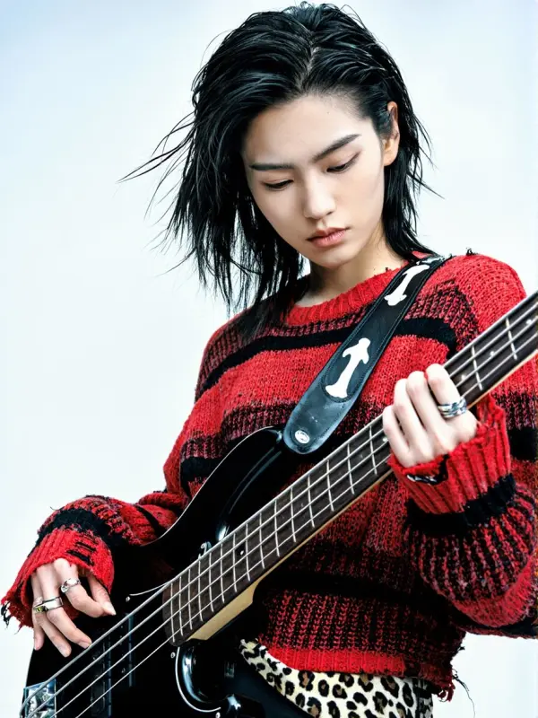 A cool girl is playing bass video