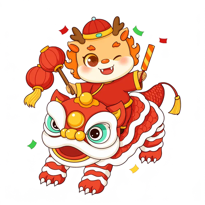 Transparent lion dance illustration generated by Qwen-Image-2.1