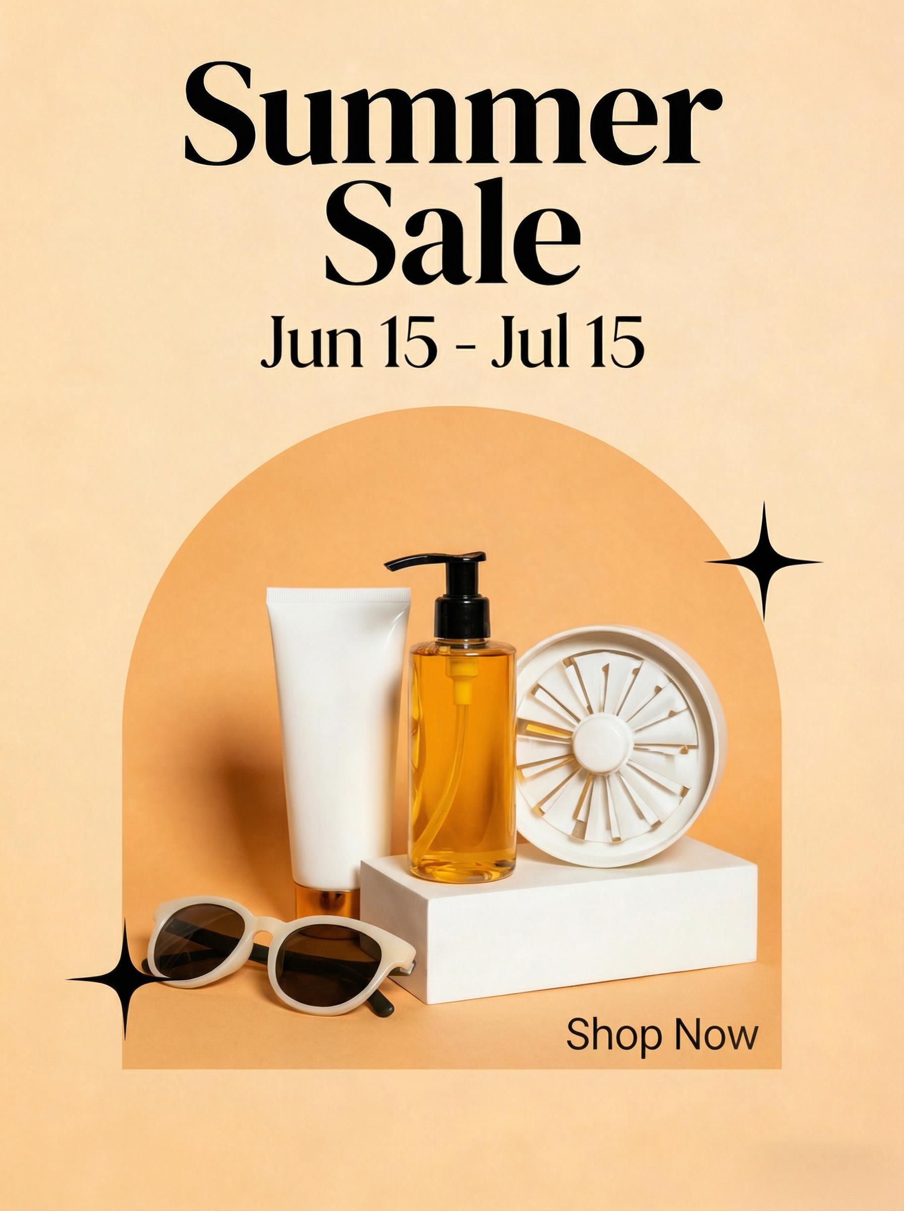 Summer sale advertisement after AI enhancement with sharp text and vivid product detail by WeShop AI