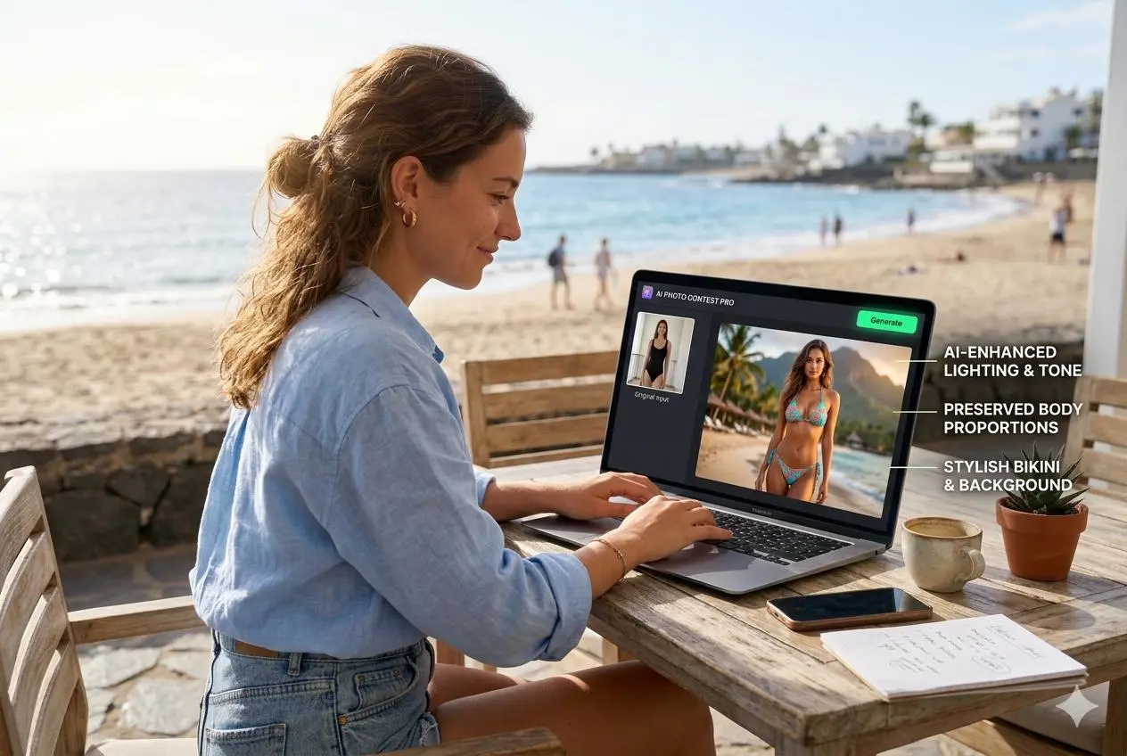 fotos de concurso de biquíni por WeShop AI