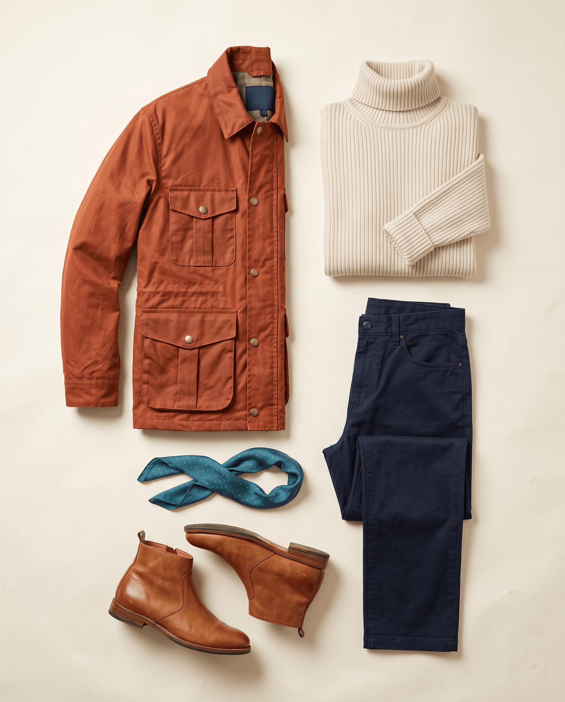 Flat-lay travel outfit used as the wardrobe reference