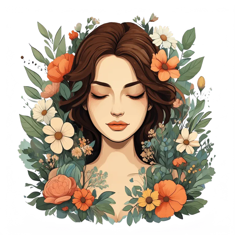Transparent floral portrait illustration generated by Qwen-Image-2.1
