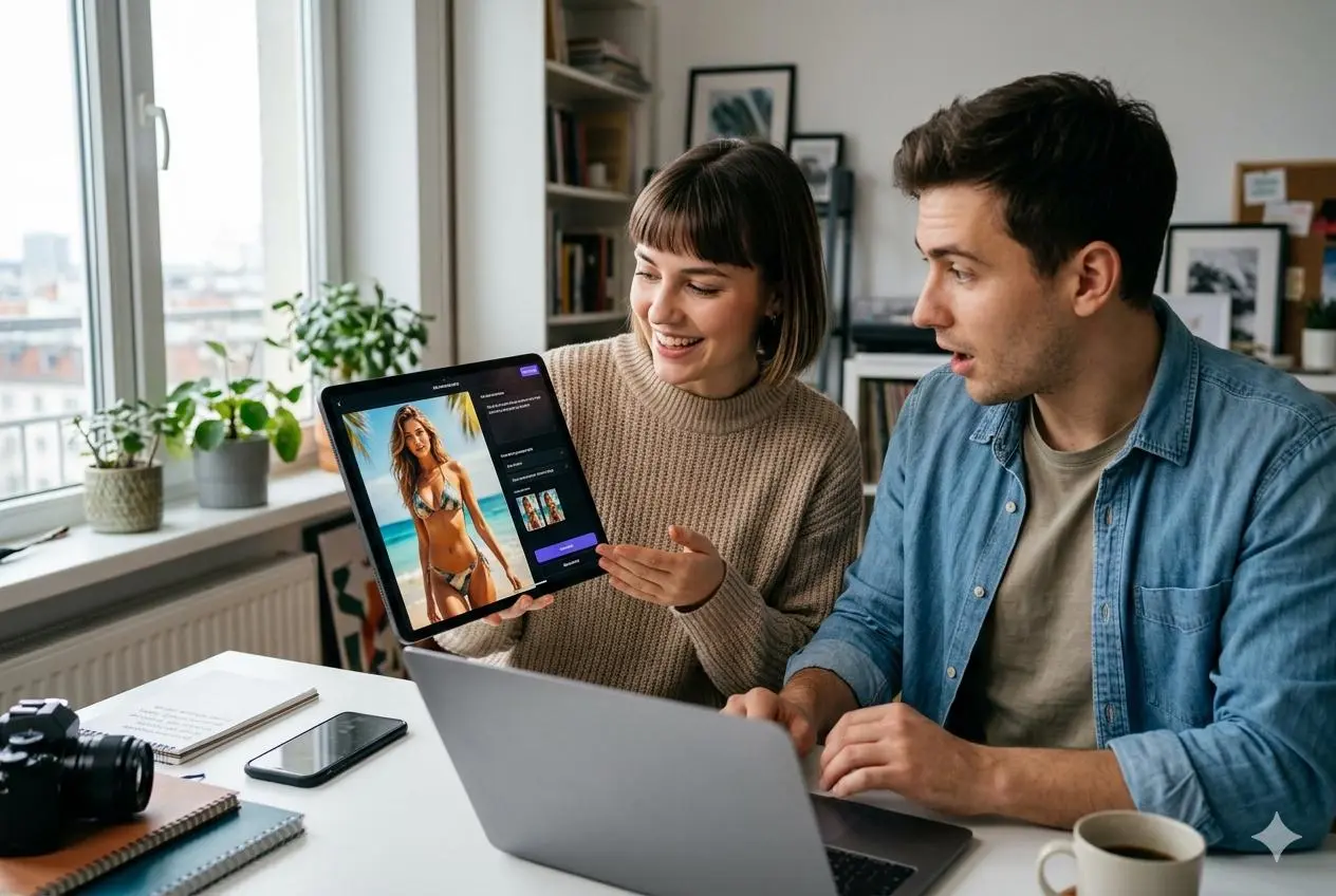 photo de femme en bikini par l'IA de WeShop AI