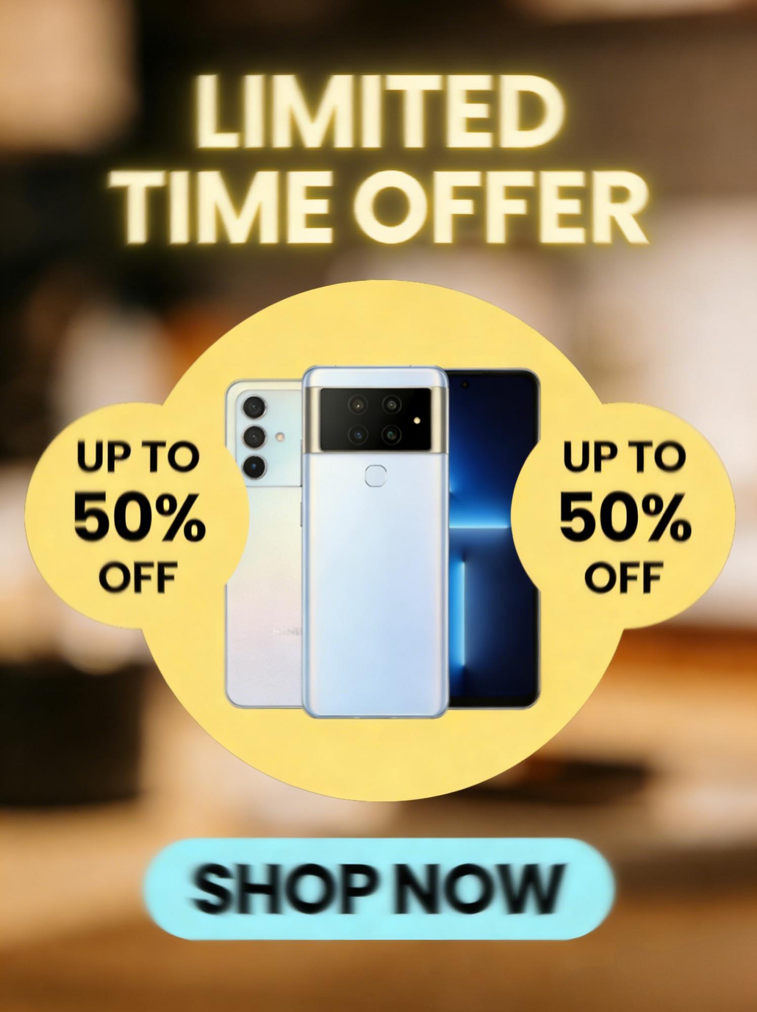 Promotional smartphone display with soft detail before enhancement by WeShop AI