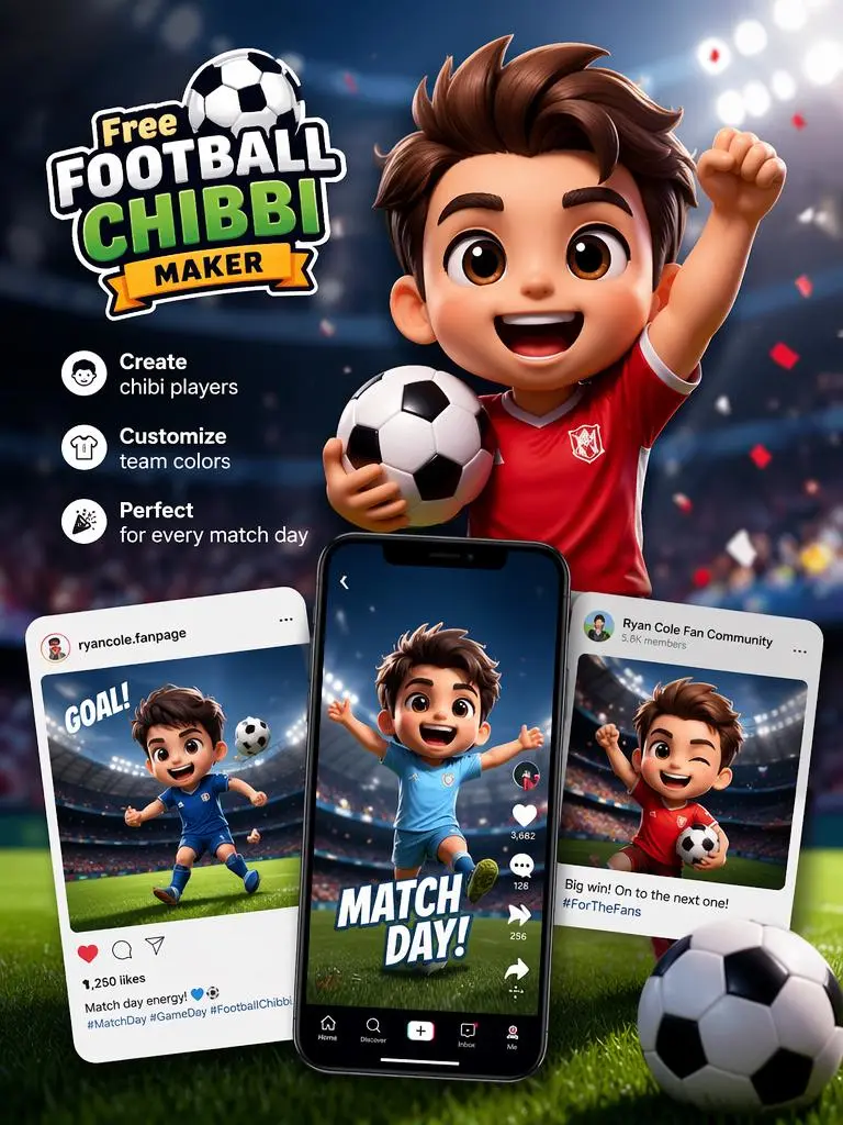 gráficos chibi de fútbol para día de partido