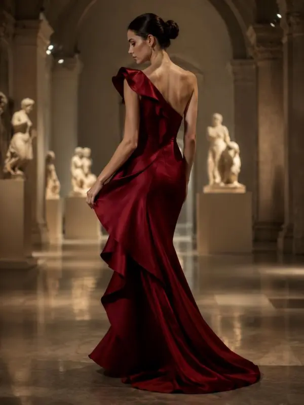 sculptural red dress gallery turn