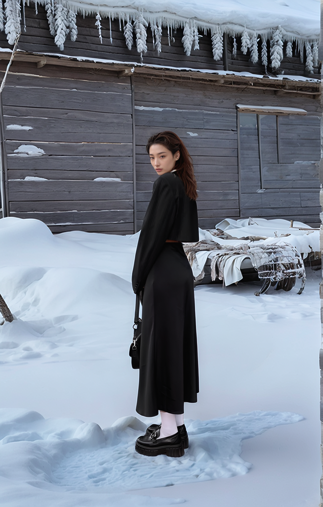 Location - Snow And Wooden Houses