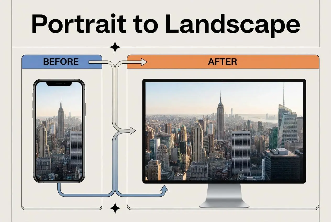 portrait to landscape by weshop ai