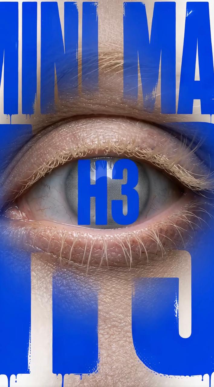 Blue H3 eye typography layout