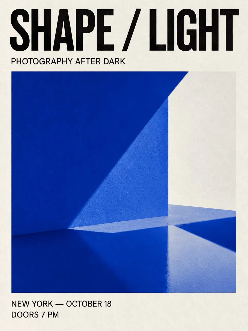 Swiss-modernist photography exhibition poster with exact event text