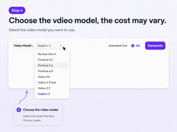 choose the vdieo model by wehsop ai