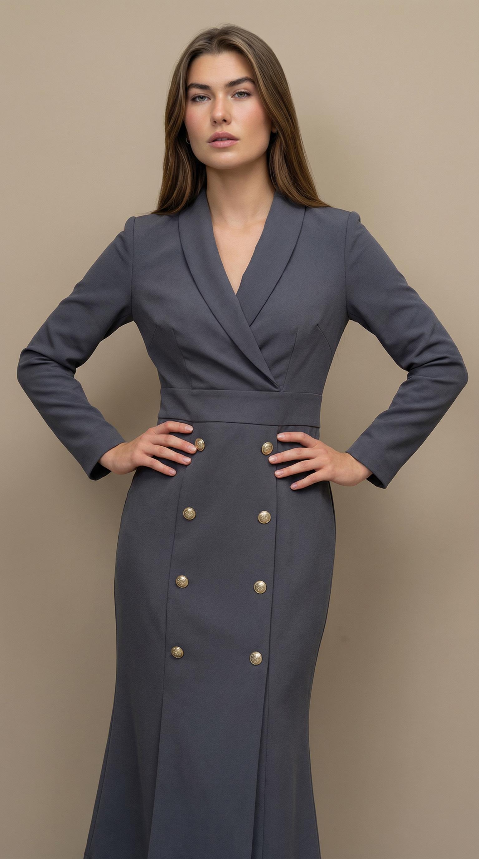 elegant AI model wearing suit in professional setting by weshop ai