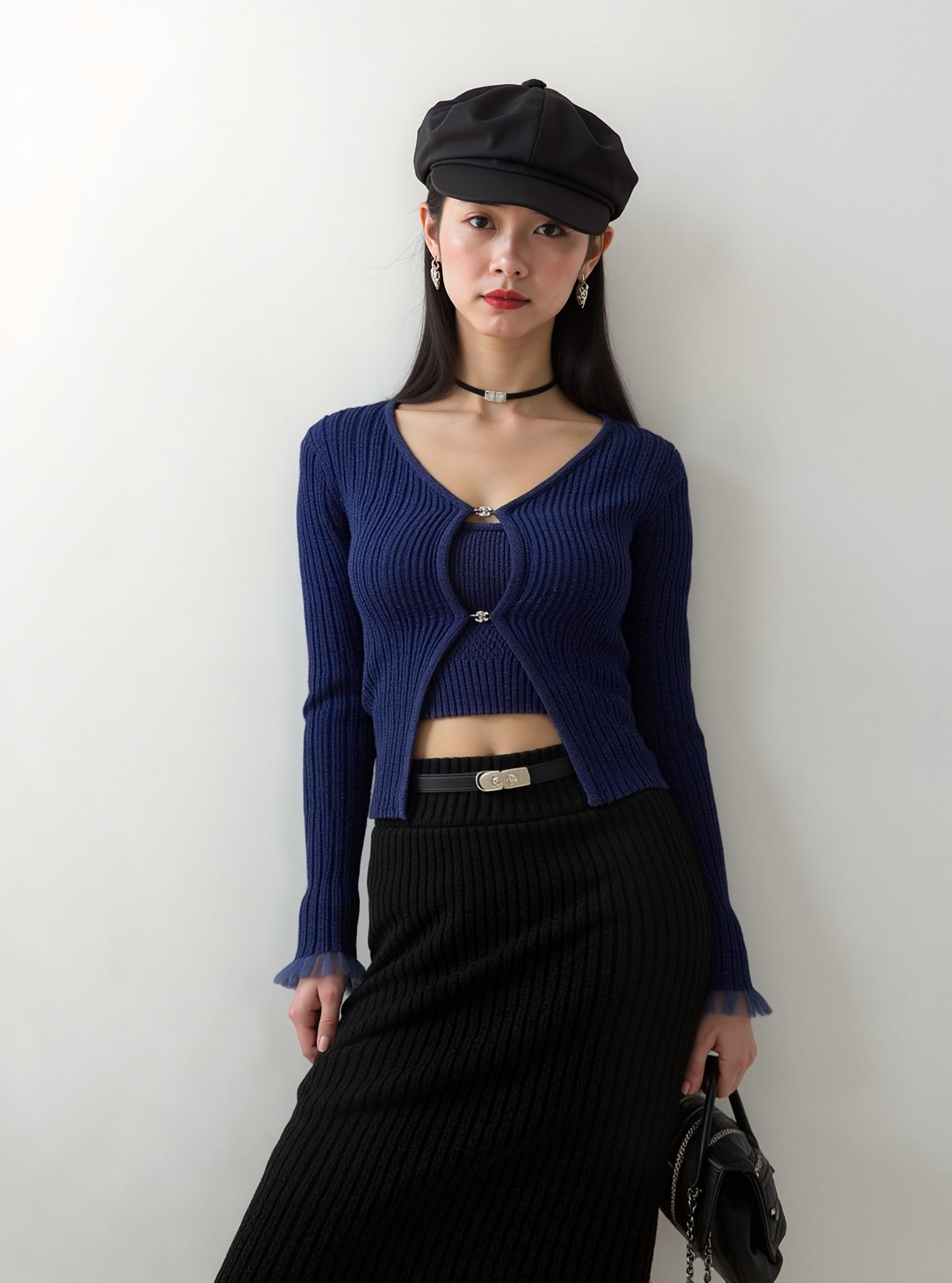 Fashion model photo with background before AI processing