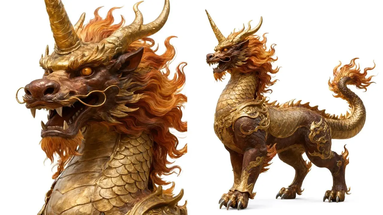 Golden qilin reference sheet