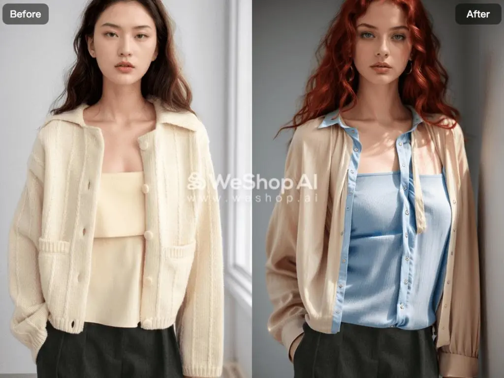 Set the model, location, and clothing color prompt