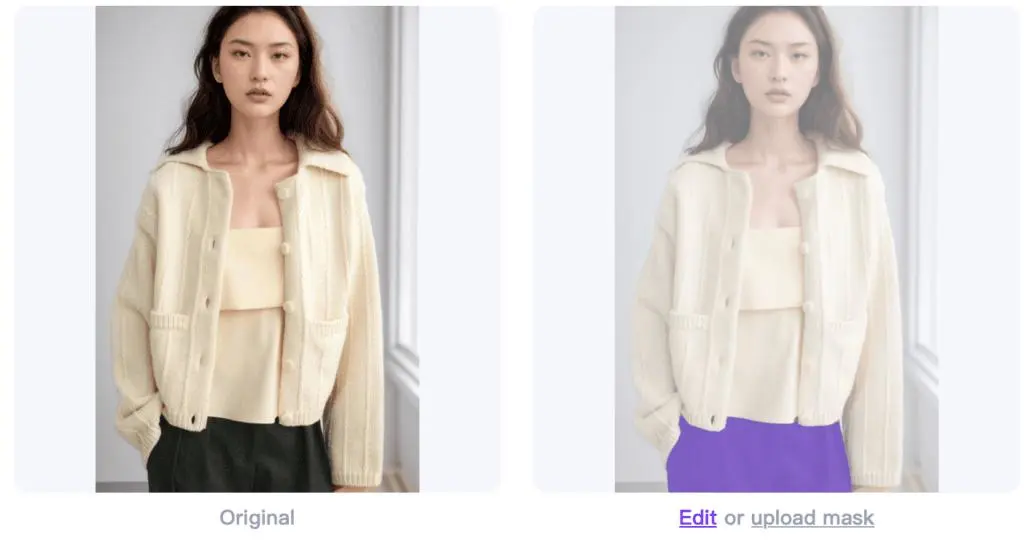 Select the lower garment as the part to preserve