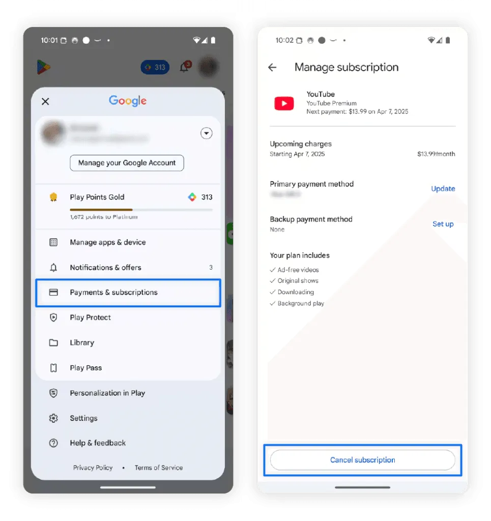 Step 4: Tap “Cancel subscription”