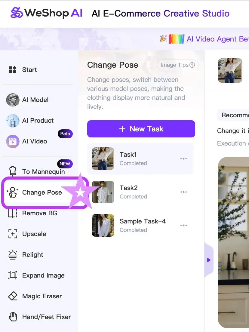 Open Change Poses and choose an original image