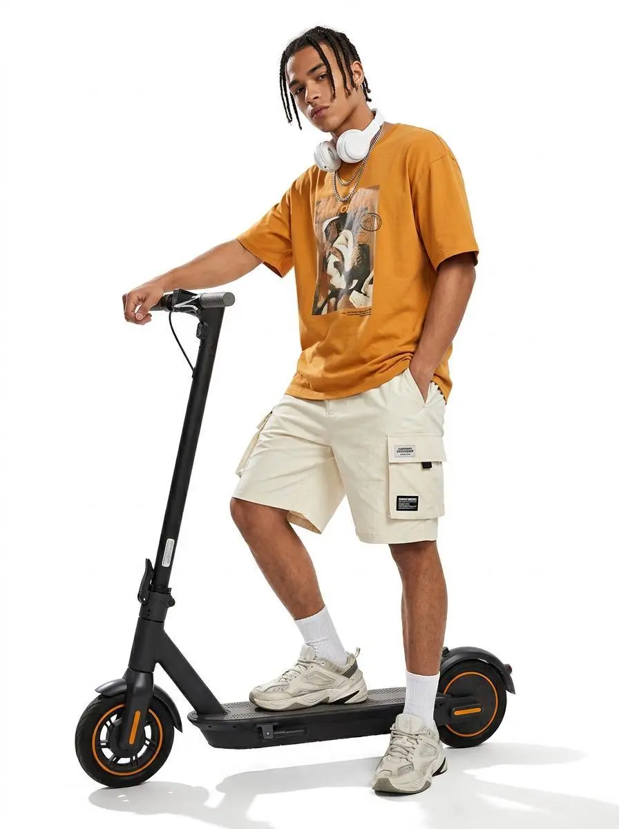 WeShop result: A Man Stands Confidently With An Electric Scooter In A…