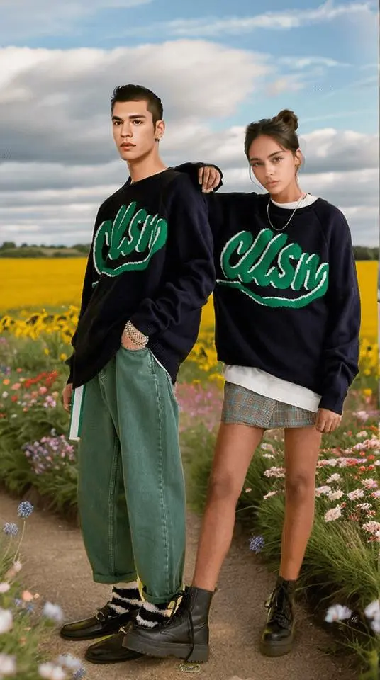 Couple model image in a field of flowers
