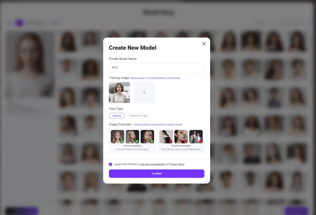 Upload the saved image to create a custom model