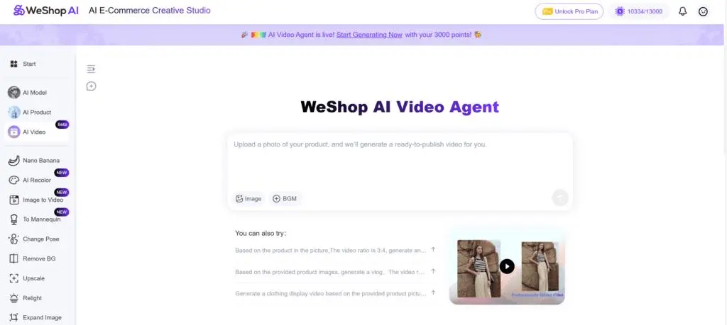 Open AI Video from the workspace