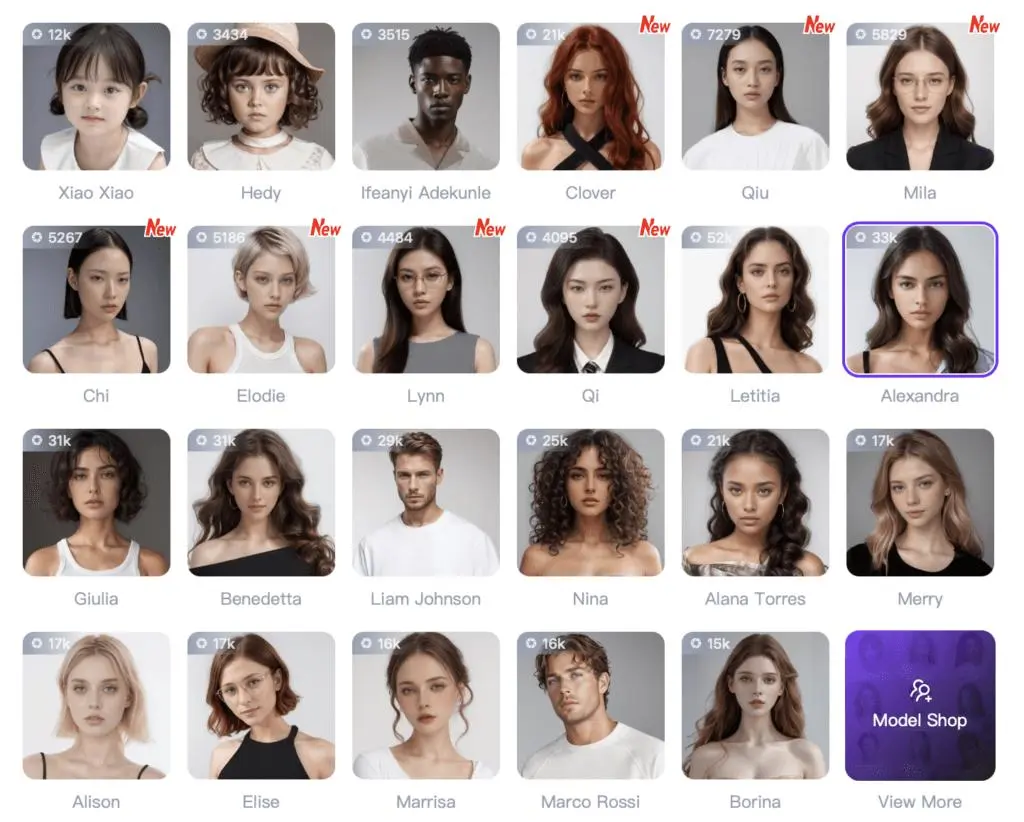 Choose an AI model for the first person