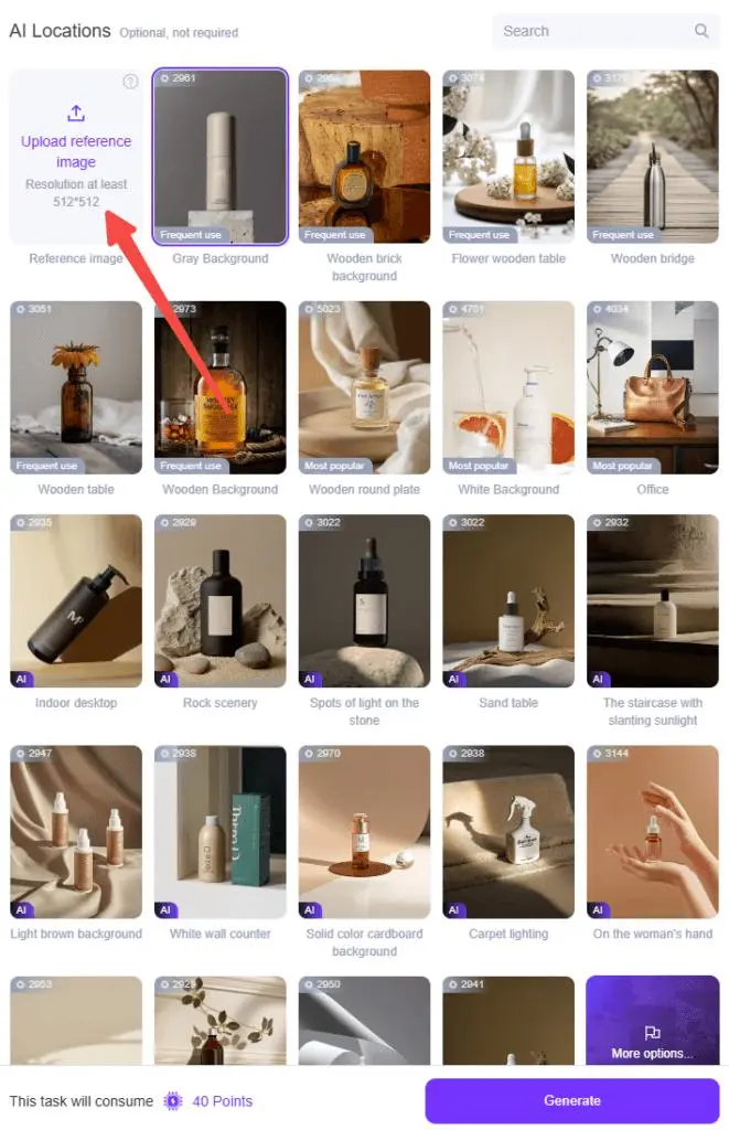Upload a reference scene and find it under Yours